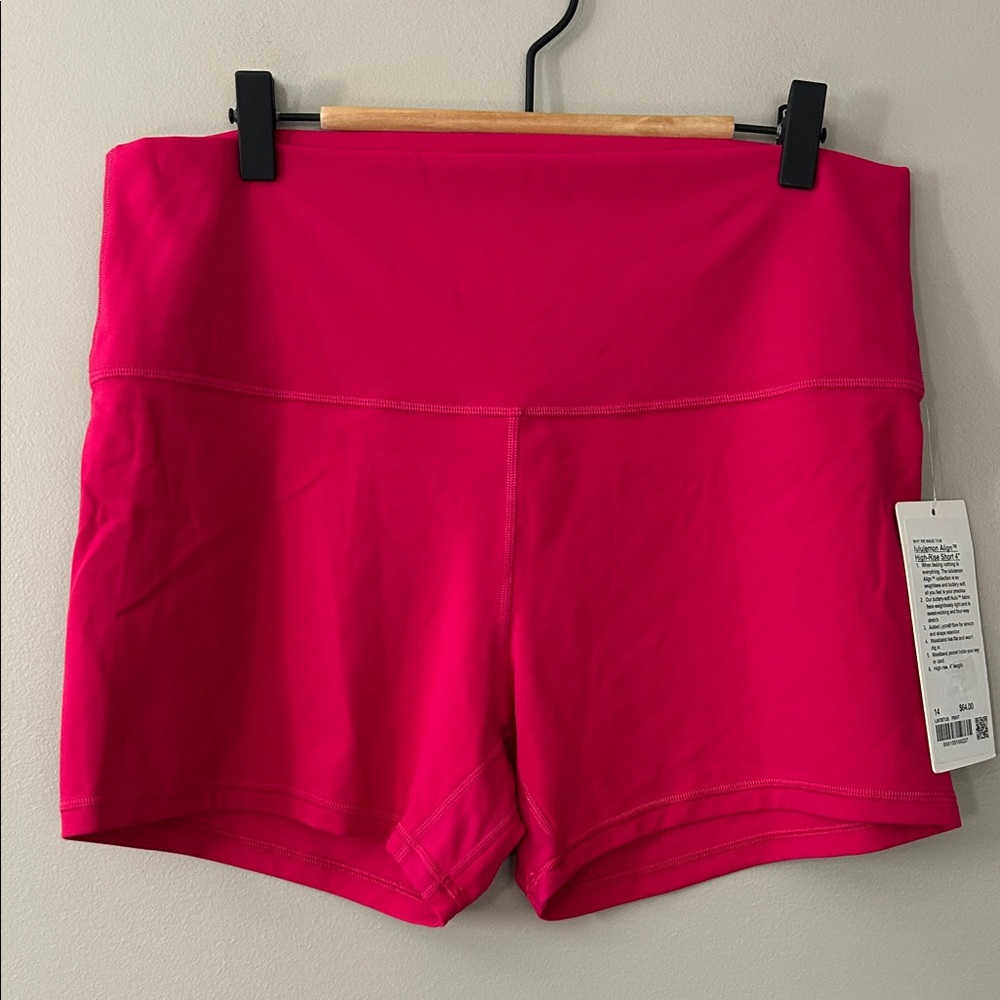 Lululemon Align High-Rise Short 4” Size 4 Passionate (PSNT) Pink Yoga Biker NWT